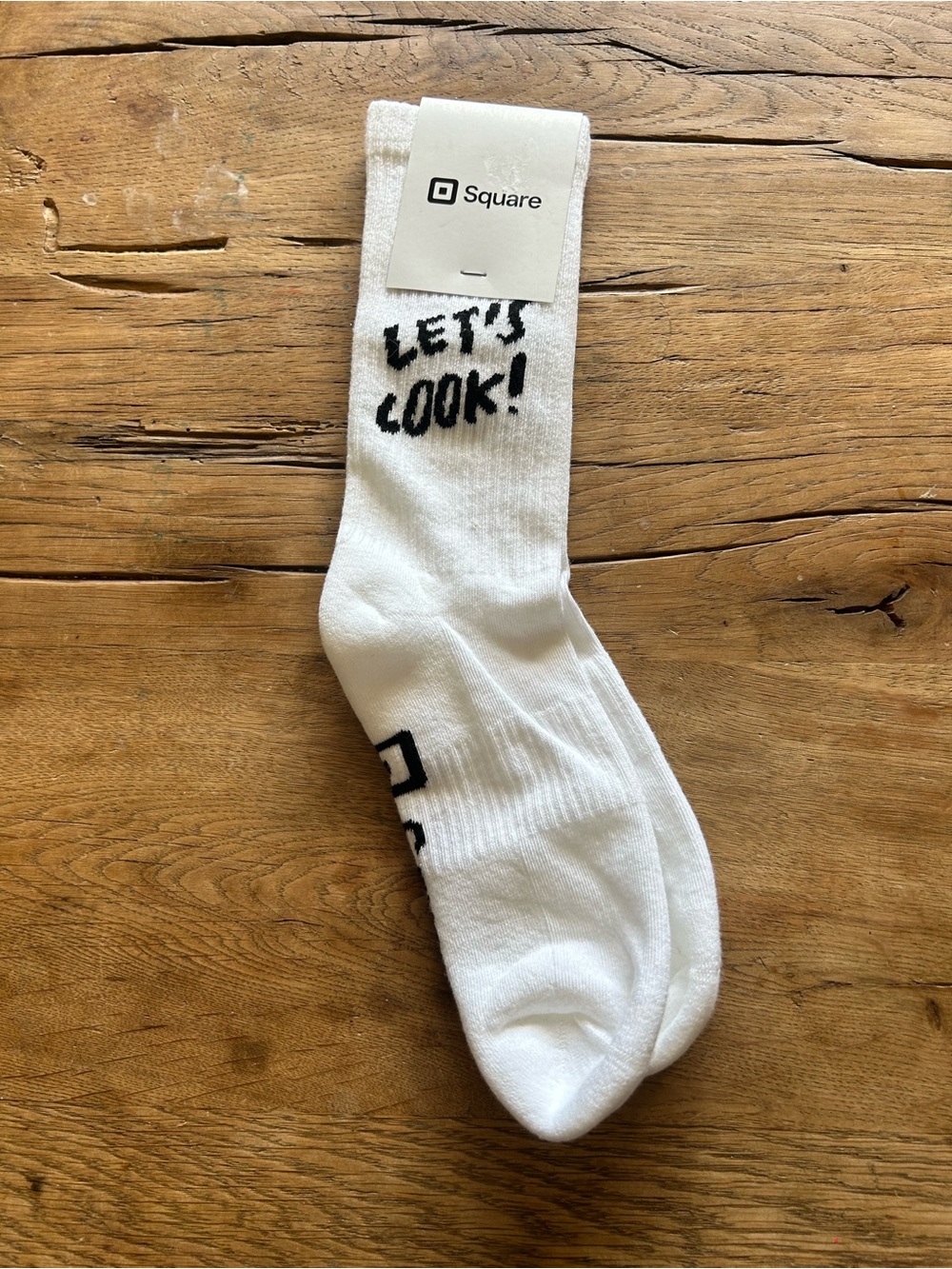 SQUARE PROMO White Crew Sock SOCK CLUB “Let's Cook!" HIGH QUALITY COTTON